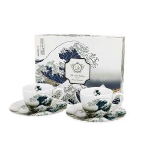 Sada šálků s podšálkem espresso Hokusai THE GREAT WAVE 2 ks 90 ml bílá vyobraziť