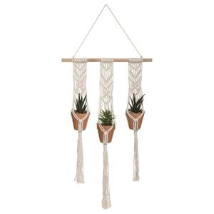 Umělé květiny v trojitém závěsném květináči BOHO 3 Macrame bílá vyobraziť