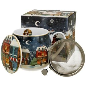 Vánoční porcelánový hrnek Christmas City s infuzérem 430 ml vícebarevný vyobraziť