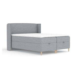 Sivá boxspring posteľ s úložným priestorom 200x200 cm Monpelli – Maison de Rêve vyobraziť