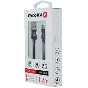 Kábel dátový Swissten Textile USB / Lightning 1, 2 m čierny vyobraziť