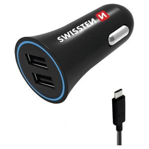 Nabíjačka USB 12/24V Swissten 2, 4AMP 2xUSB + kábel USB-C vyobraziť