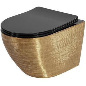 Závesná WC misa Carlo Mini Riml duroplast/Flat/Zm Brush Gold/Black vyobraziť