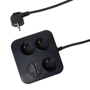 Predlžovací kábel Power Square grafit 3-GN + 2USB, 2.4A, 1.4M H05VV-F 3G1 vyobraziť