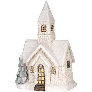 Dekorácia MagicHome Vianoce, Kostol, 9 LED žltá, keramika, 3xAAA, interiér, 36x22x51, 5 cm vyobraziť