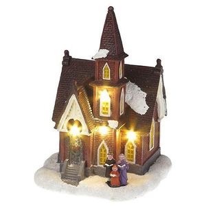 Dekorácia MagicHome Vianoce, Kostol, 4 LED teplá biela, 3xAA, interiér, 12, 50x12, 30x18 cm vyobraziť