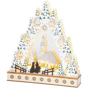 Dekorácia MagicHome Vianoce, Dedinka s kostolom, LED, MDF, 30x7x33, 5 cm vyobraziť