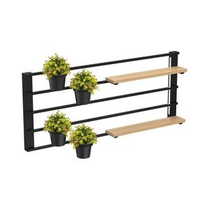 Nástenná polica s kvetináčmi a LED osvetlením SHELF 50x118 cm čierna/béžová vyobraziť