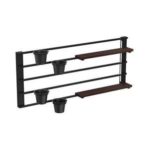 Nástenná polica s kvetináčmi a LED osvetlením SHELF 50x118 cm čierna/hnedá vyobraziť