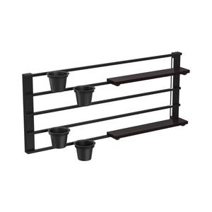 Nástenná polica s kvetináčmi a LED osvetlením SHELF 50x118 cm čierna vyobraziť