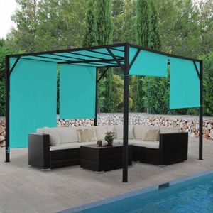 Pergola so sťahovacou strechou 3x3 m Dekorhome Tyrkysová vyobraziť