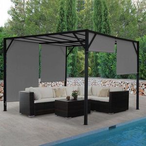 Pergola so sťahovacou strechou 3x3 m Dekorhome Šedá vyobraziť