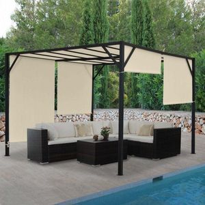 Pergola so sťahovacou strechou 3x3 m Dekorhome Krémová vyobraziť