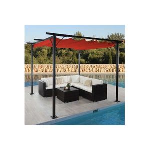 Pergola so sťahovacou strechou 3x3 m Dekorhome Cihlová vyobraziť