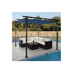 Pergola so sťahovacou strechou 3x3 m Dekorhome Modrá vyobraziť