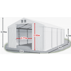 Skladový stan 6x8m PROFI Bílá vyobraziť