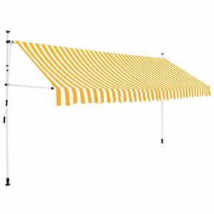 Ručne zaťahovací markíza 350 cm Dekorhome Bílá / žlutá vyobraziť