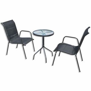 Záhradný bistro set 3 ks kov / textilen Dekorhome Černá vyobraziť