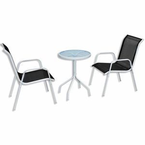 Záhradný bistro set 3 ks kov / textilen Dekorhome Černá / šedá vyobraziť