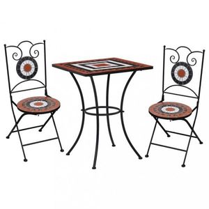 Mozaikový bistro set 3 ks Dekorhome Bílá / oranžová vyobraziť