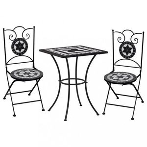 Mozaikový bistro set 3 ks Dekorhome Černá / bílá vyobraziť