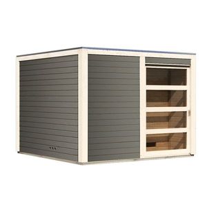 Vonkajšia fínska sauna s predsieňou 276 x 276 cm Dekorhome Šedá vyobraziť