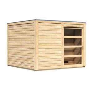 Vonkajšia fínska sauna s predsieňou 276 x 276 cm Dekorhome Smrk vyobraziť