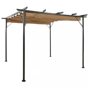 Pergola so zaťahovacou strechou 3 x 3 m Dekorhome Šedohnědá taupe vyobraziť