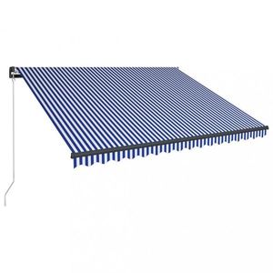 Ručne zaťahovacia markíza s LED svetlom 450x300 cm Dekorhome Bílá / modrá vyobraziť