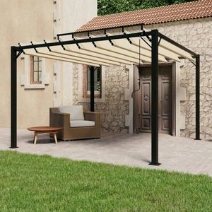 Pergola s lamelovou strechou 3 x 3 m hliník / látka Dekorhome Krémová vyobraziť