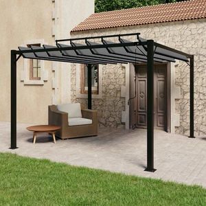 Pergola s lamelovou strechou 3 x 3 m hliník / látka Dekorhome Šedá vyobraziť