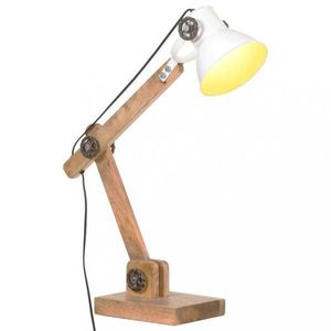 Stolná lampa kov / mangovníkové drevo Dekorhome Bílá vyobraziť