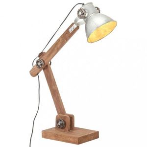 Stolná lampa kov / mangovníkové drevo Dekorhome Stříbrná vyobraziť