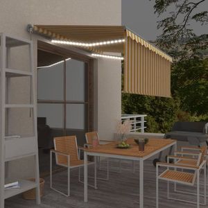 Ručne zaťahovacia markíza s roletou a LED 300x250 cm Dekorhome Bílá / žlutá vyobraziť