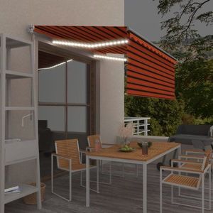 Ručne zaťahovacia markíza s roletou a LED 300x250 cm Dekorhome Hnědá / oranžová vyobraziť