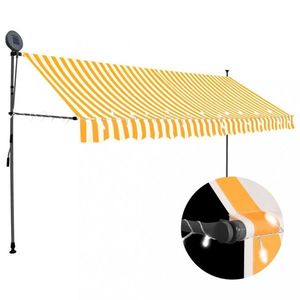 Ručne zaťahovacia markíza s LED svetlom 400x120 cm Dekorhome Bílá / oranžová vyobraziť