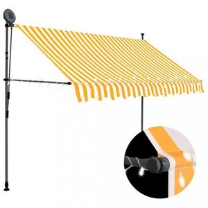 Ručne zaťahovacia markíza s LED svetlom 300x120 cm Dekorhome Bílá / oranžová vyobraziť