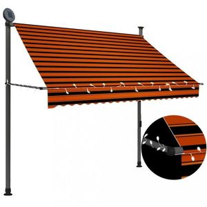 Ručne zaťahovacia markíza s LED svetlom 200x120 cm Dekorhome Hnědá / oranžová vyobraziť