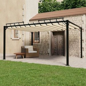 Pergola s lamelovou strechou 3 x 4 m hliník / látka Dekorhome Krémová vyobraziť