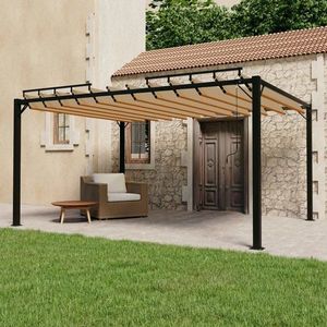 Pergola s lamelovou strechou 3 x 4 m hliník / látka Dekorhome Šedohnědá taupe vyobraziť