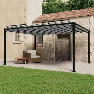 Pergola s lamelovou strechou 3 x 4 m hliník / látka Dekorhome Šedá vyobraziť