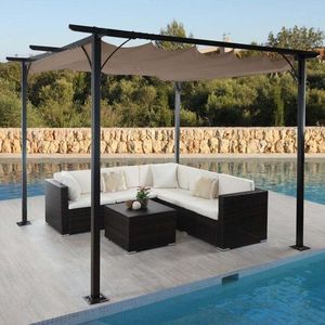 Pergola so sťahovacou strechou 3, 5x3, 5 m Dekorhome Šedohnědá taupe vyobraziť