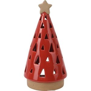 Porcelánový svietnik na čajovú sviečku Christmas tree červená, 10 x 20 cm vyobraziť