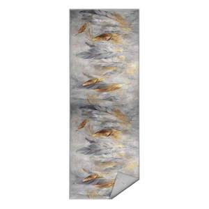 Sivý/v zlatej farbe prateľný behúň 80x200 cm Golden Feathers – Mila Home vyobraziť