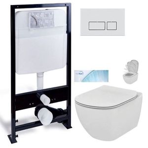 PRIM predstenový inštalačný systém s chrómovým mat tlačidlom 20/0040 + WC Ideal Standard Tesi so sedadlom SoftClose, AquaBlade PRIM_20/0026 40 TE1 vyobraziť