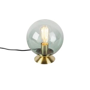 Art deco stolná lampa mosadz so zeleným sklom - Pallon vyobraziť