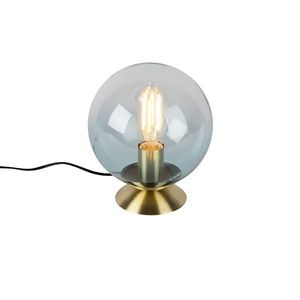 Stolná lampa v štýle art deco mosadz s modrým sklom - Pallon vyobraziť