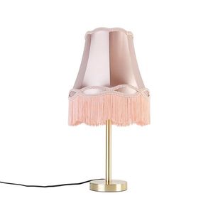 Klasická stolná lampa mosadzná s tienidlom Granny ružová 30 cm - Simplo vyobraziť