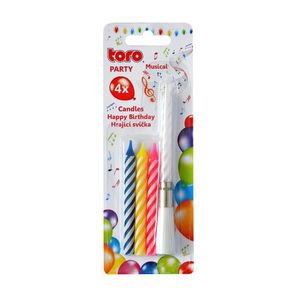 TORO Spievajúca tortová sviečka "Happy Birthday" + 4 sviečky vyobraziť