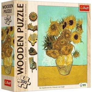 Drevené puzzle Trefl 200 - Slnečnice - Vincent vanGogh vyobraziť